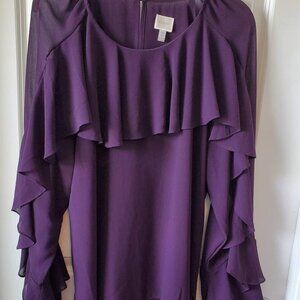 Cupio blouse with frills around collar - color purple- size L